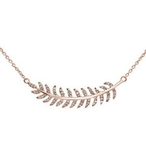 .14kt rose gold olive branch diamond pendant neckl